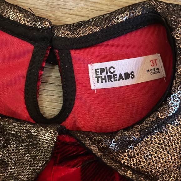 Epic Threads - Velvet red and black dress.  Mesh covered sequined collar. - Picture 5 of 7